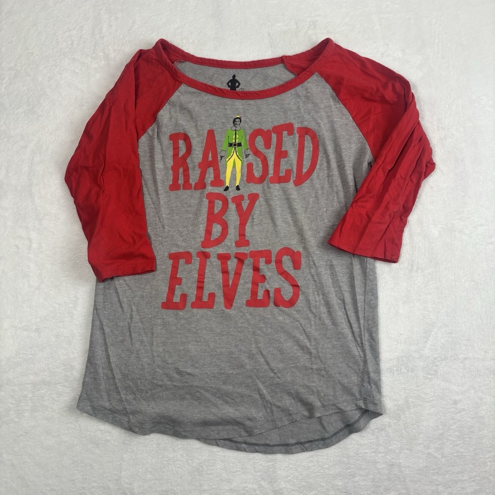 Ripple Junction ELF Raised By Elves Christmas Grey‎ Shirt Women's Medium